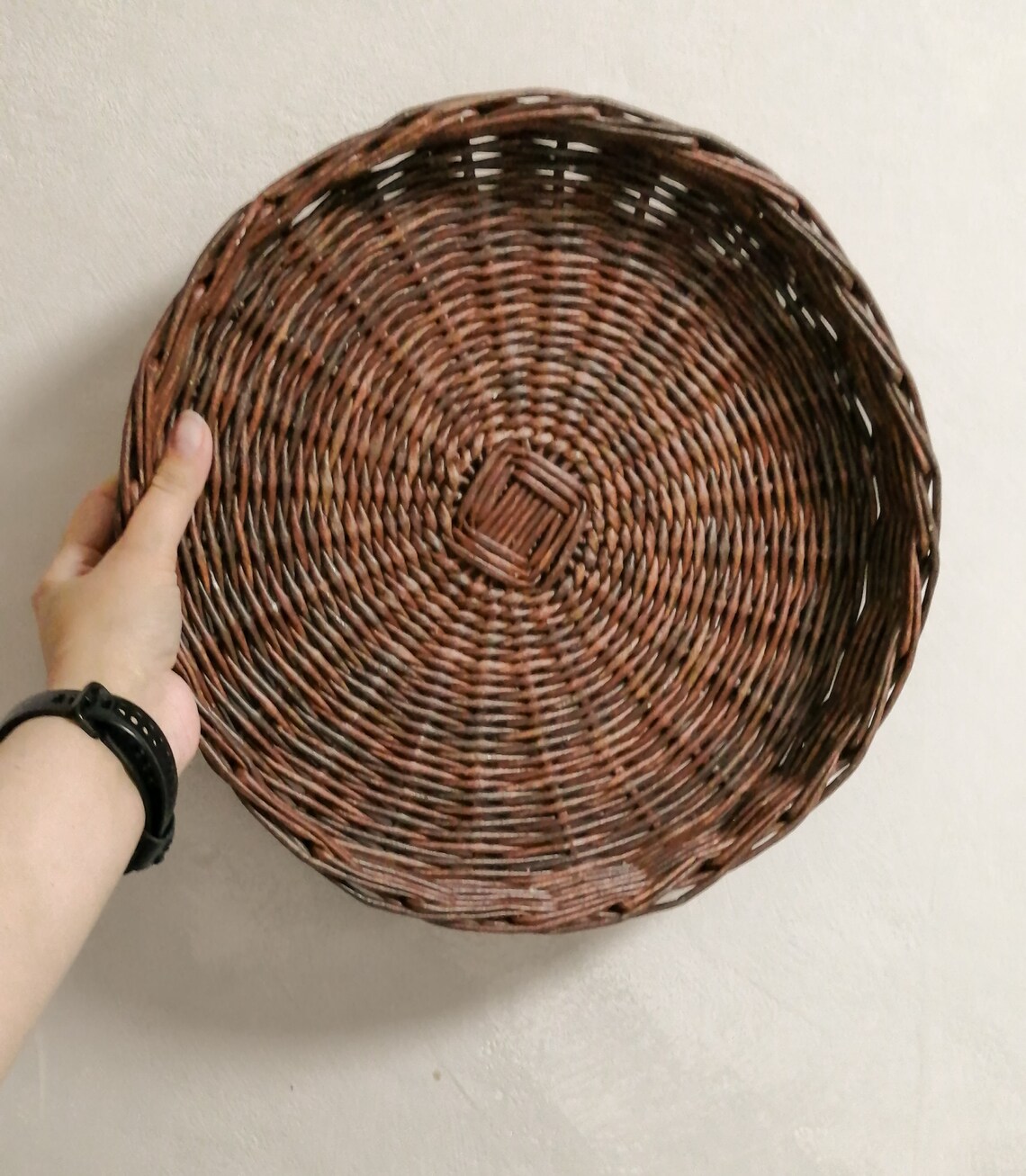 Brown wicker round bread basket woven Bread box storage with Etsy
