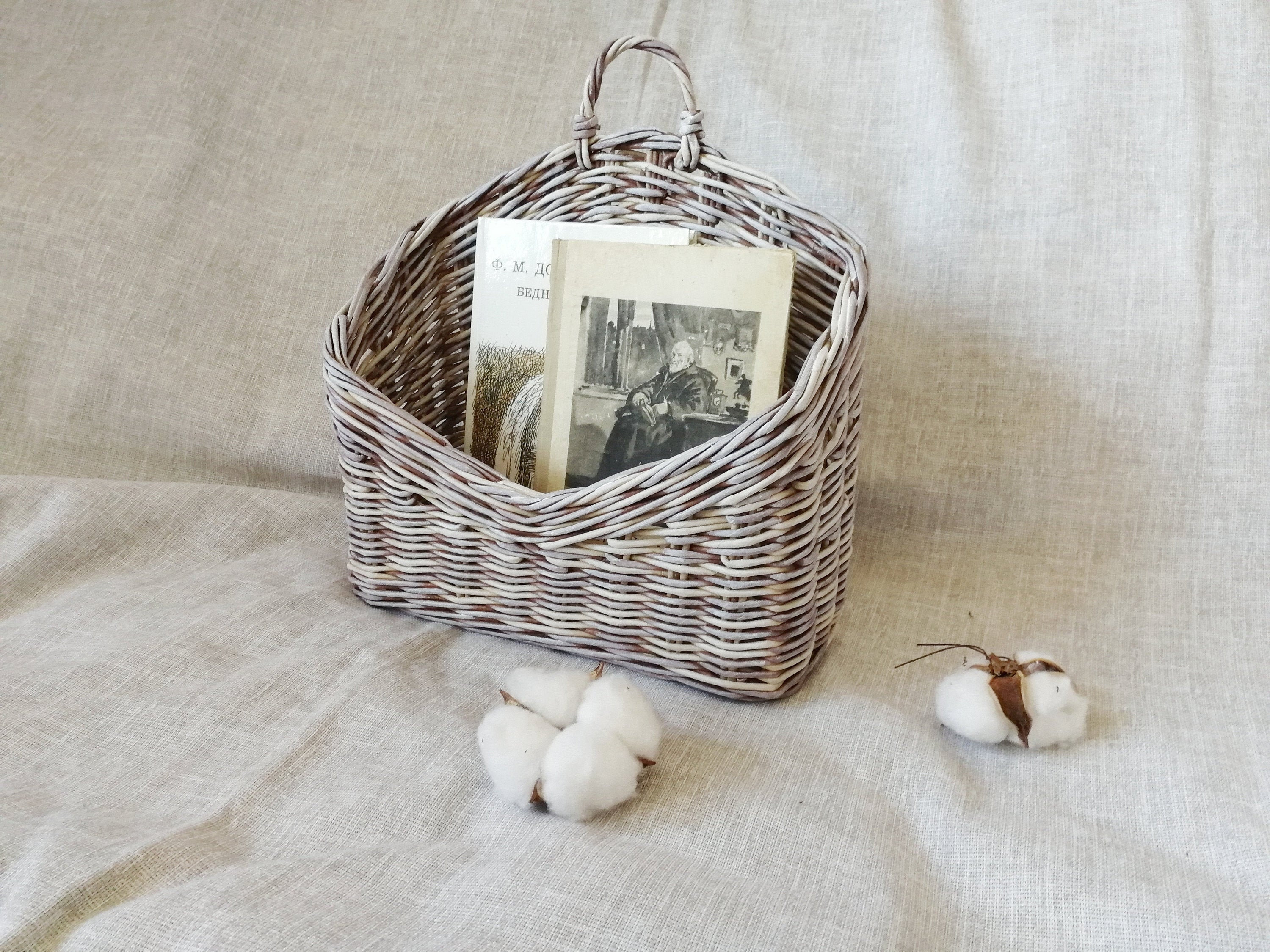 Small storage hanging basket door basket with flowers baby Etsy