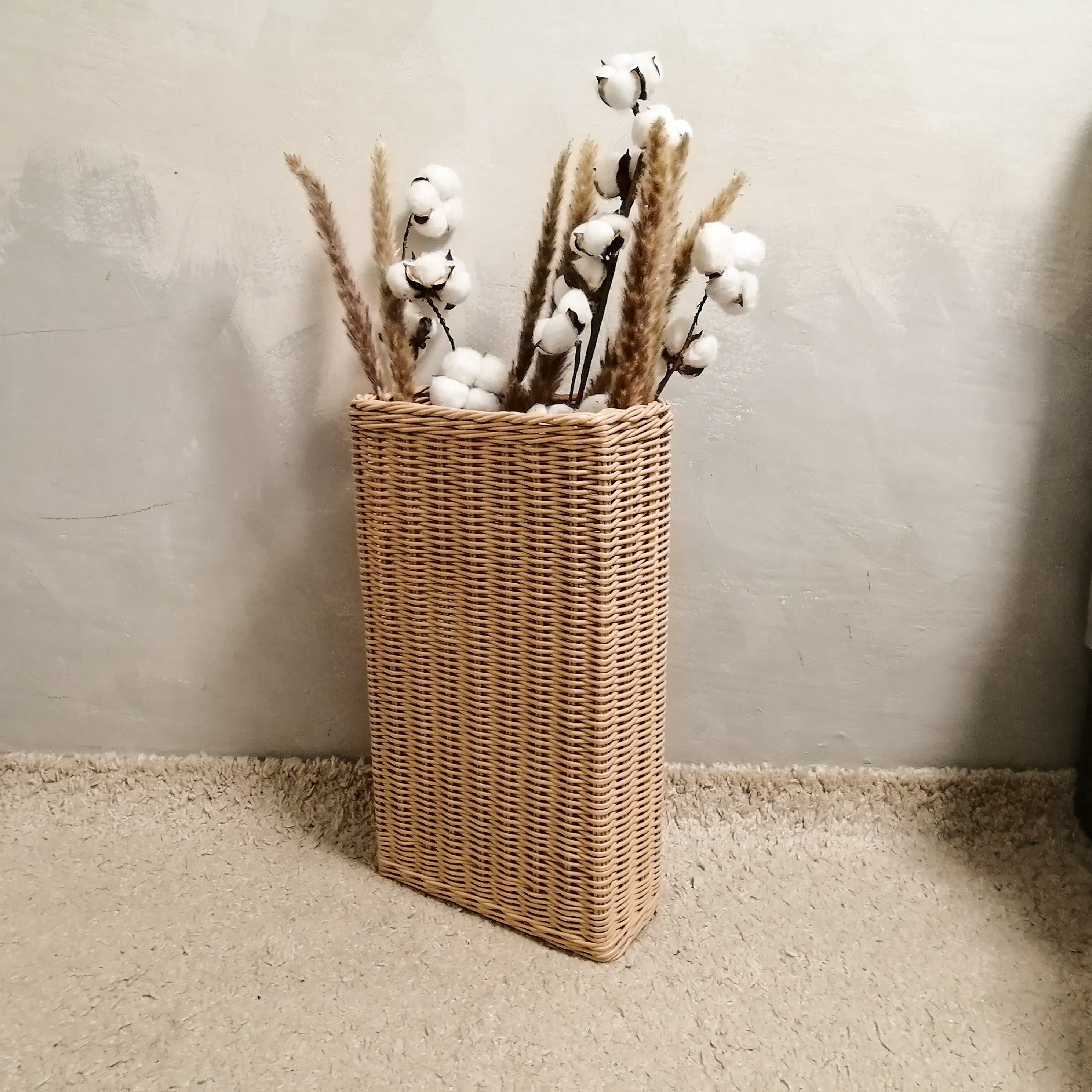 Narrow wicker storage basket laundry basket organizer high Etsy