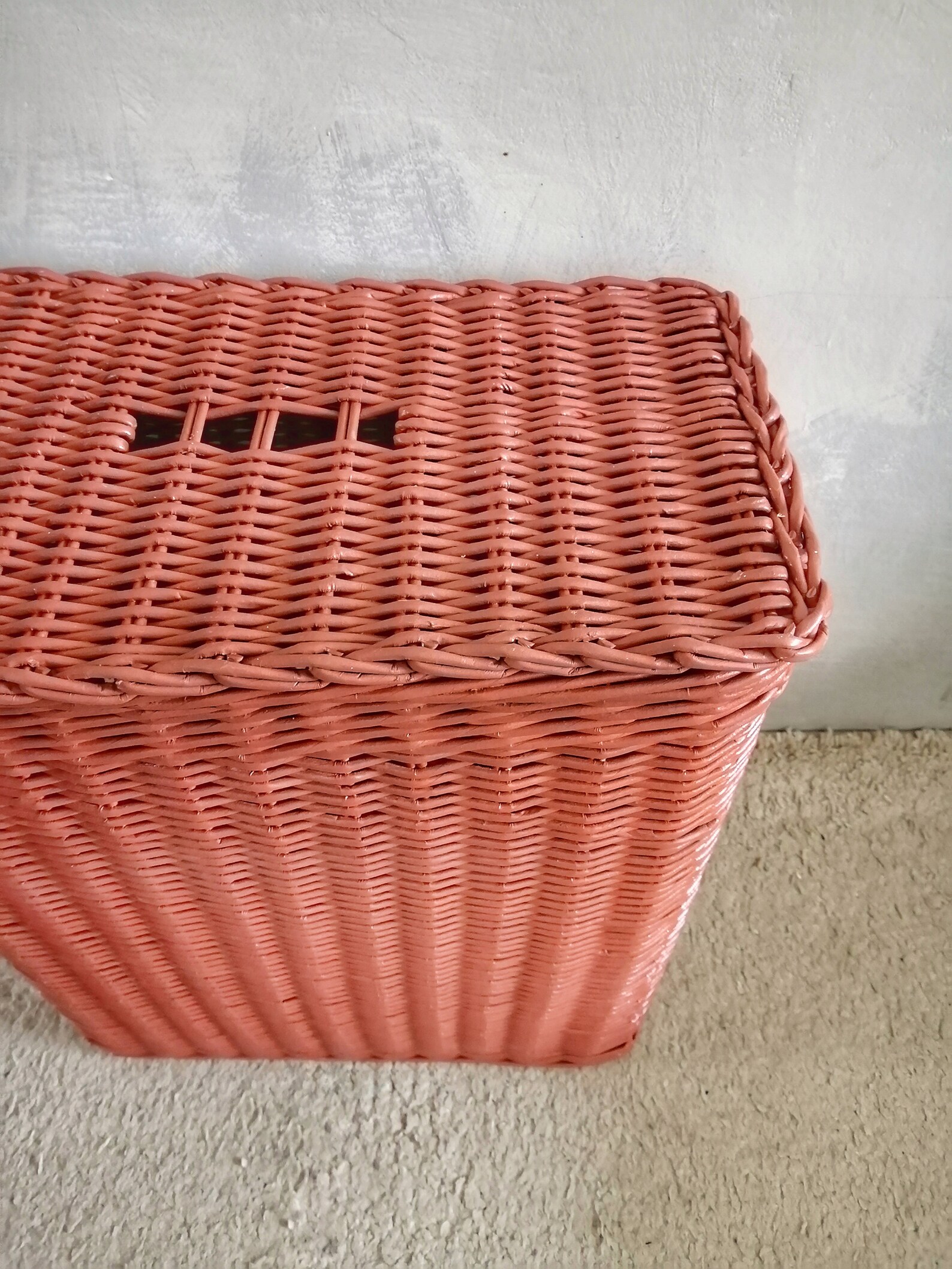 Wicker Rectangular Brown Laundry Basket Large Laundry Basket Etsy