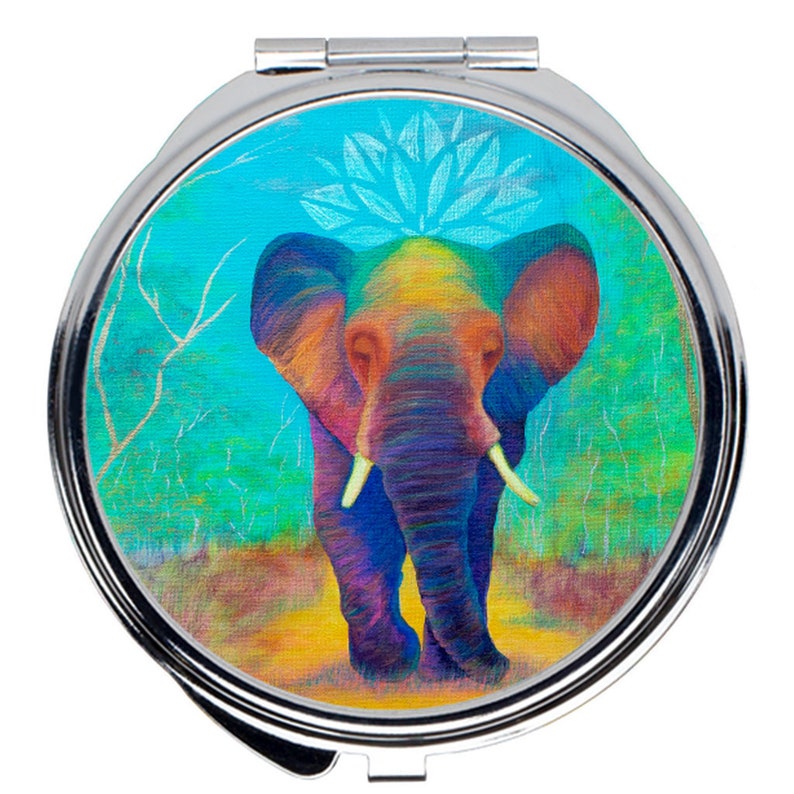 Elephant Compact Mirror, Elephant Art, Unique Gifts, Wildlife Art