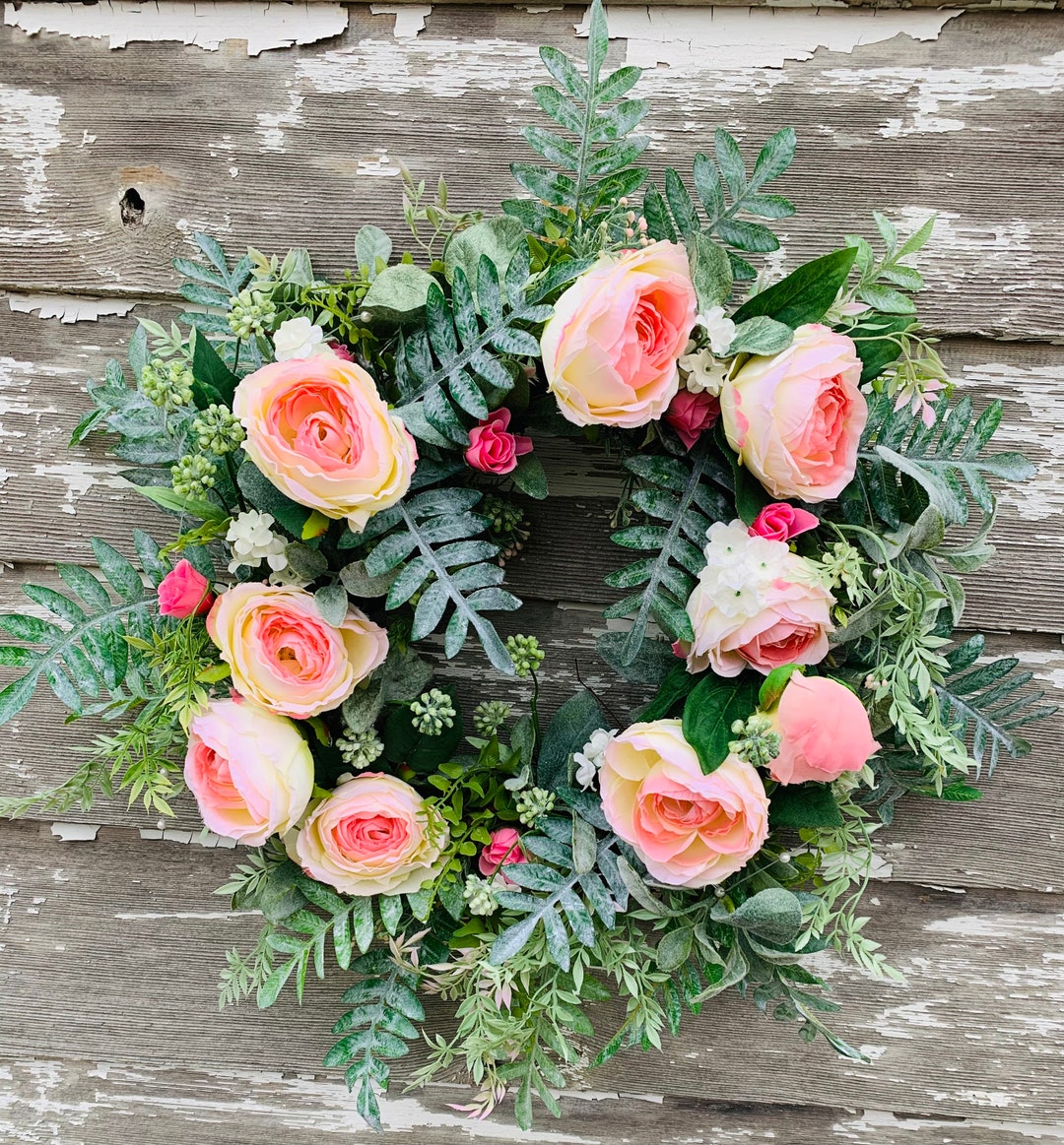 Realistic Blush Pink Cabbage Roses, Dusty Miller, Lambs Ear Wedding ...