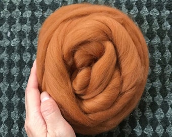 2oz Cinnamon merino wool roving brown orange 22.5 micron fibers Weaving Felting Spinning Crafting doll hair soft yarn DHG wool roving