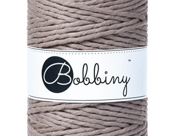 5mm single twist Coffee macrame cord | Bobbiny cotton cord | single twist string | single strand for Macrame Weaving Fiber arts
