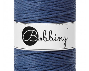 5mm single twist Jeans macrame cord | Bobbiny cotton cord | single twist string | blue single strand for Macrame Weaving Fiber arts
