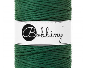 5mm single twist Pine Green macrame cord | Bobbiny cotton cord | single twist string | single strand for Macrame Weaving Fiber arts