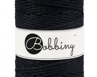 5mm single twist Black macrame cord | Bobbiny cotton cord | single twist string | single strand for Macrame Weaving Fiber arts