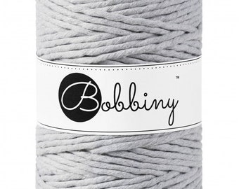 5mm single twist Light Grey macrame cord | Bobbiny cotton cord | single twist string | single strand for Macrame Weaving Fiber arts