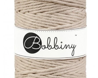 5mm single twist Beige macrame cord | Bobbiny cotton cord | single twist string | single strand for Macrame Weaving Fiber arts