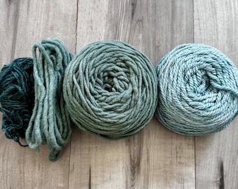 Seaside fiber pack: wool yarn, single & multiple-ply yarn lot for Weaving, Knitting, Crochet, Crafts