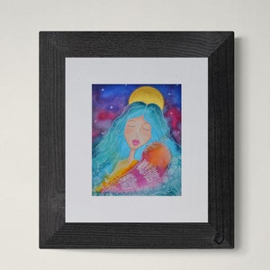 Aquarel Angel of Serenity: etherisch portret, 8 x 10 kunst aan de muur
