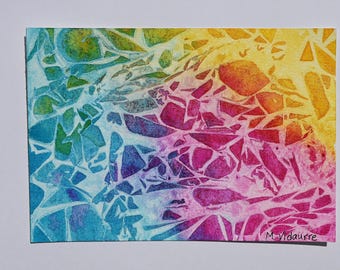Colorful Abstract Watercolor Painting: Modern Home Decor, 5x7 Original Art
