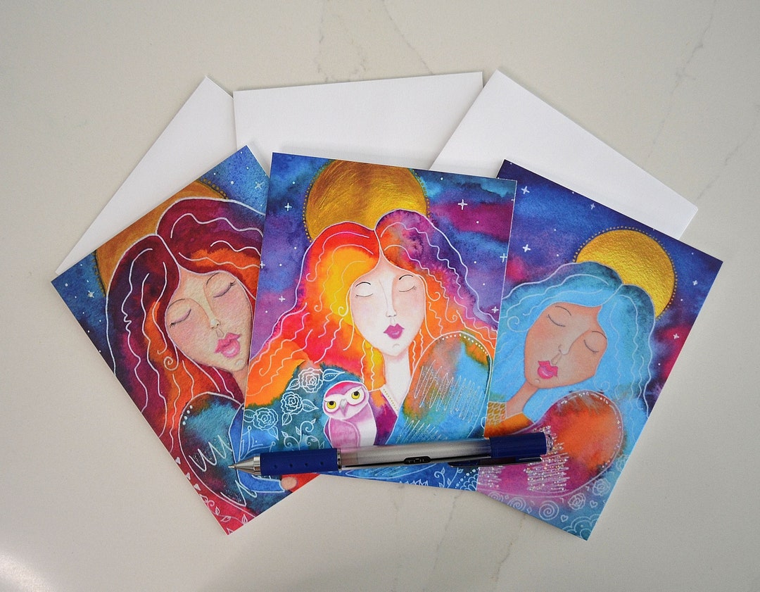Angel Notecard Set: Christian Art Greeting Cards, Thinking of You - Etsy