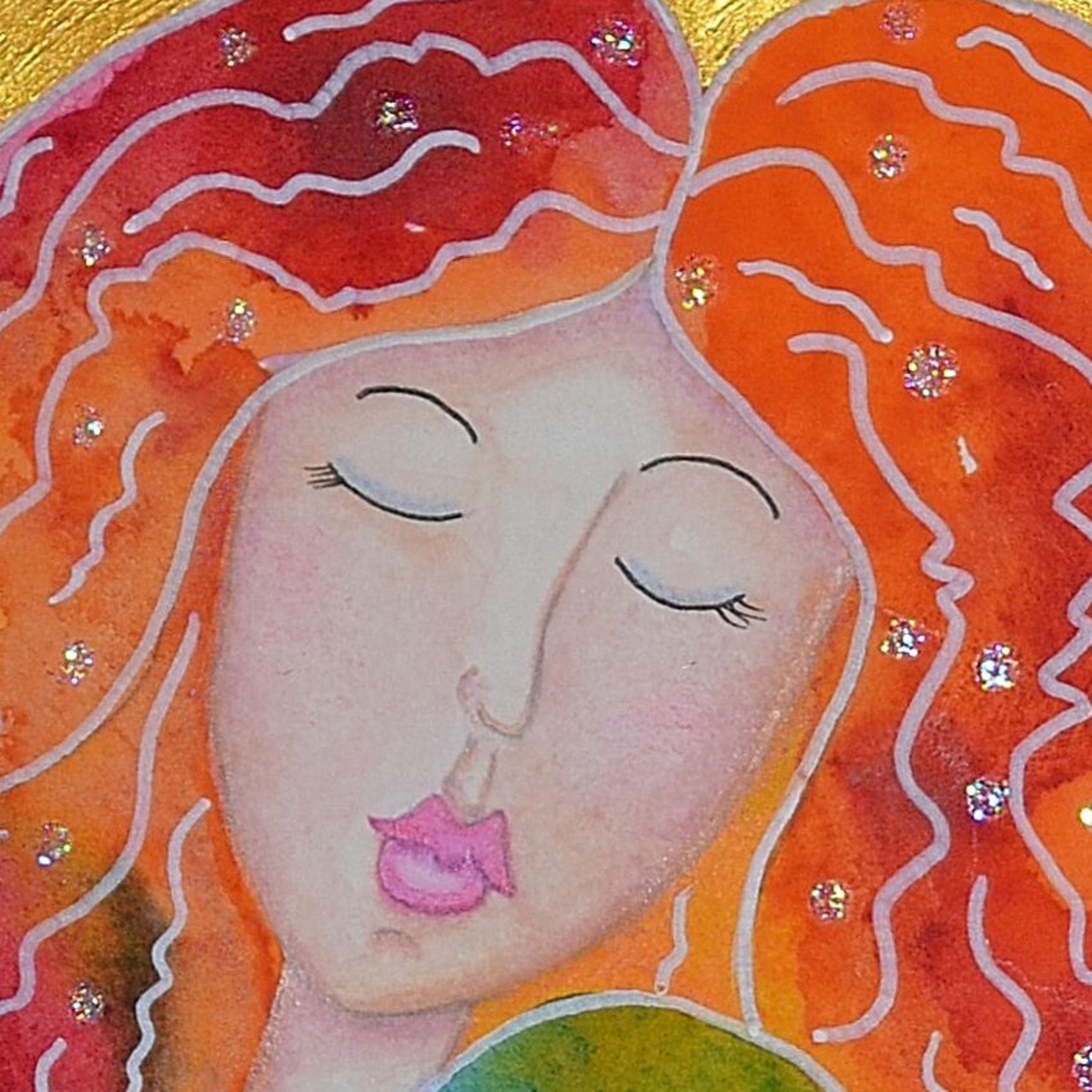 オリジナル天使の水彩画：カラフルなホームデコレーション、9 x 12