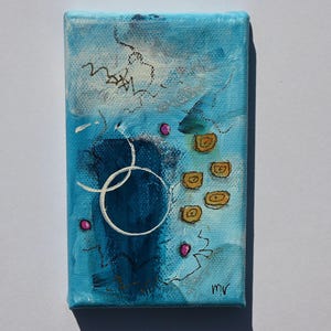 Modern Abstract Painting, Mini Blue Abstract Art, Original Contemporary Artwork, Modern Decor, Housewarming Gift, Desk Décor, Secret Santa