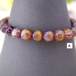 Cacoxentile Amethyst 7mm Round Bracelet (BR0088)  Super seven/Luxury gemstone/Gemstone bracelet/Healing crystal bracelet