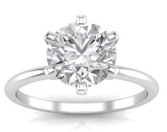 1.50 Ct Colorless Round Cut Moissanite Solitaire Engagement Ring in 10KT White Gold | 6 Prong Ring | Anniversary Ring | Gift For Women