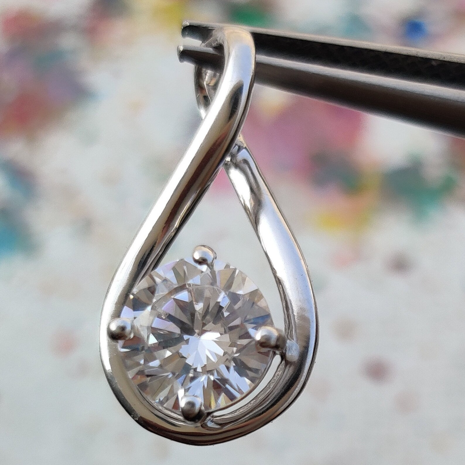Round Moissanite Pendant 1.00 Ct Colorless Moissanite Etsy