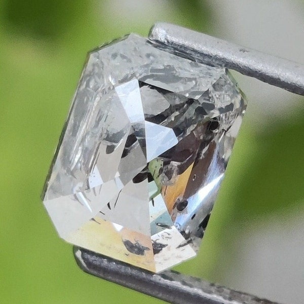 Salt and Pepper Emerald Cut Lab Grown Diamond For Wedding Anniversary Ring, Lab Grown Diamond Ring, Salt and Pepper Diamond Ring For Bridal