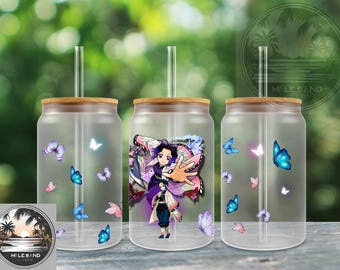 Demon Slayer 16oz libbey wrap  shinobu kocho PNG