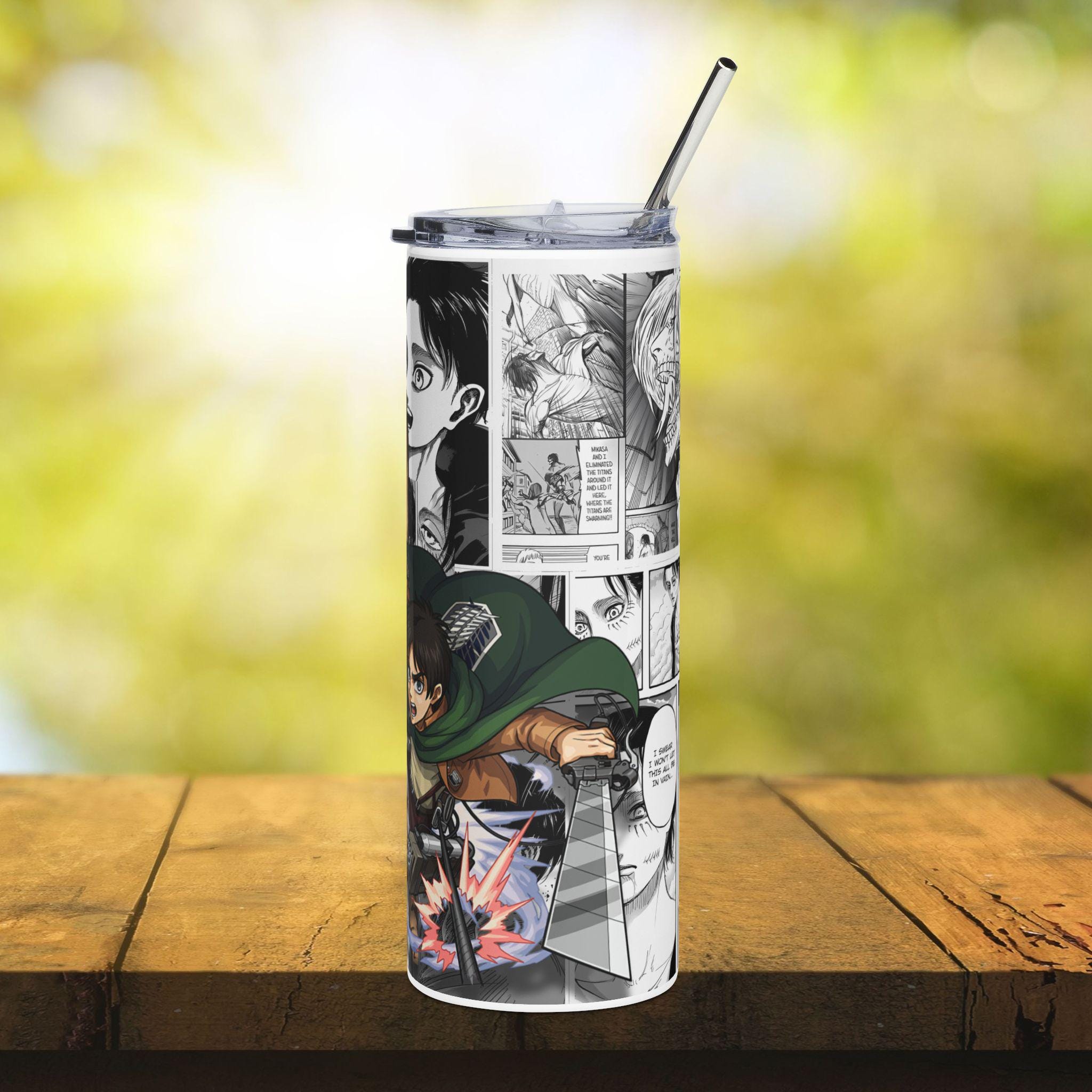 Attack on Titan Stainless Steel Tumbler, Manga Anime Themed Cup, 20oz