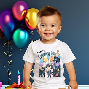 Solo Leveling Birthday Shirt for Toddlers - Personalized Name Tee - Anime Theme Birthday Outfit for Boys or Girls