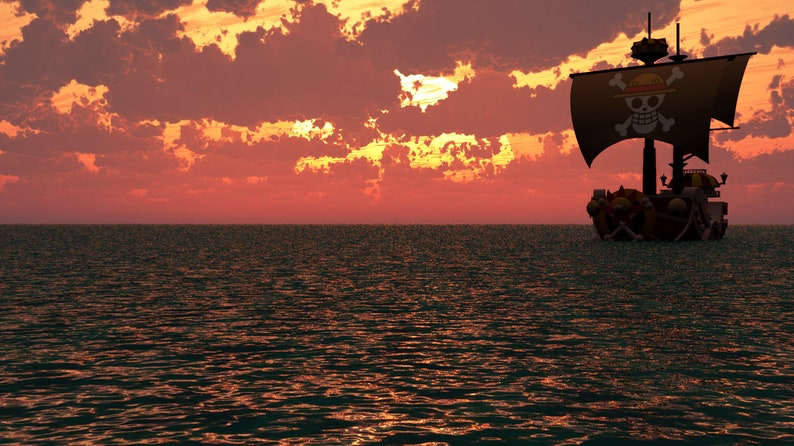 One piece wallpaper thousand sunny | Etsy