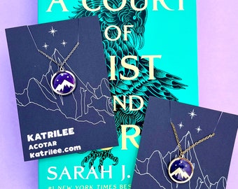 Officially Licenced ACOTAR Velaris Night Court City Of Dreams Feyre Rhysand Silver and Gold Pendant Necklace, Mist and Fury Fae Night Sky