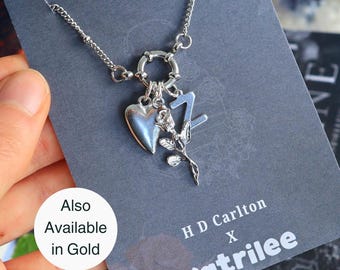 Haunting Adeline roestvrijstalen gouden en zilveren bedelketting, HD Carlton Dark Romance Bookish Merch, cadeau voor lezer, dikke ketting
