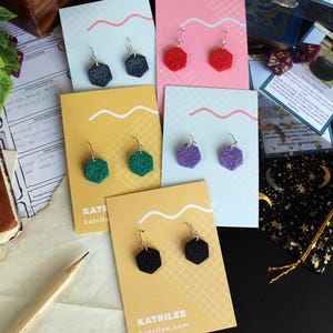 D20 Dice Dangle Earrings, Polymer Clay, Role Playing Games, DnD Board Games, Gothic, Fantasy, Dragon Dungeon Game Geeky Dungeon Master Gifts
