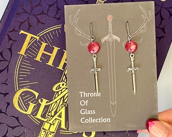 Officially Licenced Goldryn Sword Stainless Steel Earrings, Throne of Glass Merch, Aelin Galathynius, Fantasy Books, Silver, Bookish Gift