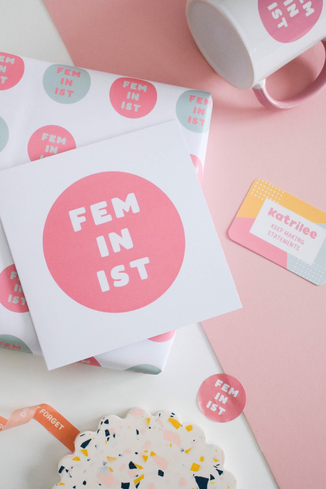 Feminist Print Greetings Card Pink and White Graphic Birthday - Etsy UK