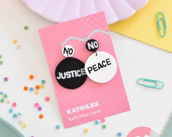 No Justice No Peace Dangle Earring, Black Lives Matter Charity Earrings, Diversity and Equality Protest Activism Jewellery Gift