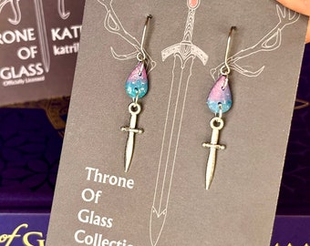 Officially Licenced Aelin Galathynius Fireheart Sword Stainless Steel Earrings, Throne of Glass Merch, Fantasy Books, Silver, Bookish Gift