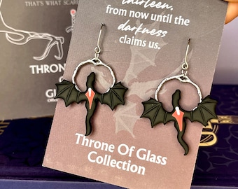 Officially Licensed Manon Blackbeak Wyvern Earrings, Handmade Polymer Clay Stainless Steel, Throne of Glass Merch Bookish Gifts Sarah J Maas