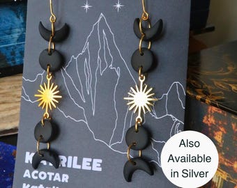Officially Licenced ACOTAR Feyre Back Tattoo Gold Earrings, Surgical Steel, Book Series, Bookish Gifts, Wings and Ruin, Moon Phase Merch