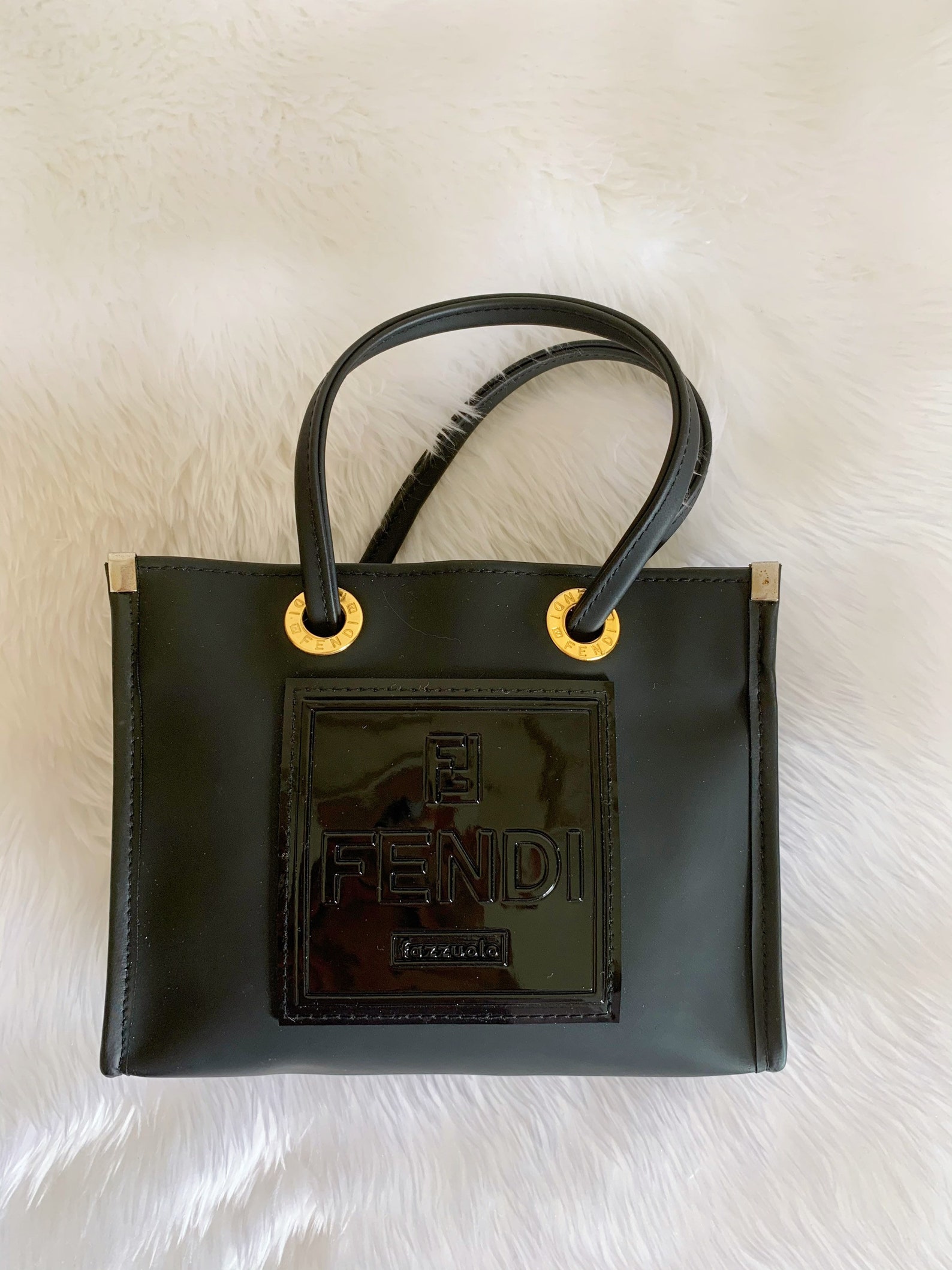 Vintage Fendi Black Fabric Handbag Mini Fendi bag Etsy