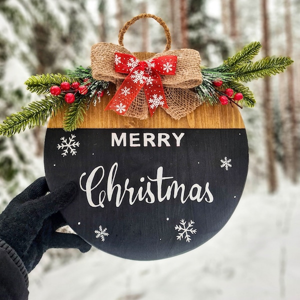 Peinture acrylique peinte à la main Noël vacances ronde décoration murale guirlande accroche-porte ornement/cadeau de pendaison de crémaillère