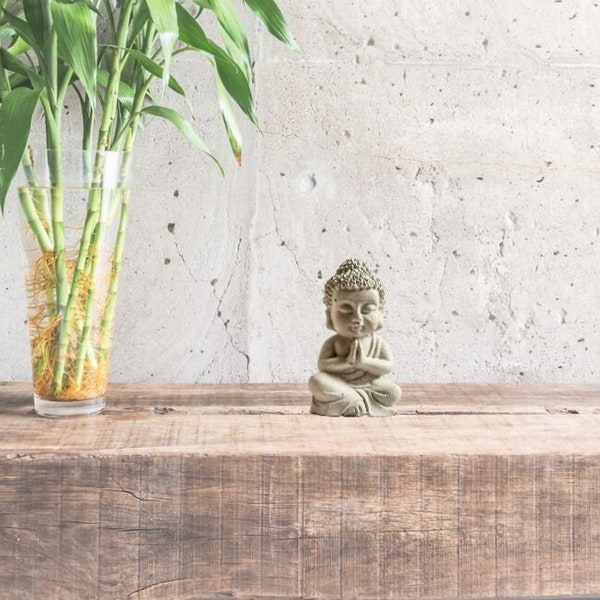 Sculpture de Bouddha Zen en béton, petite figurine décorative de jardin de maison, cadeau de pendaison de crémaillère