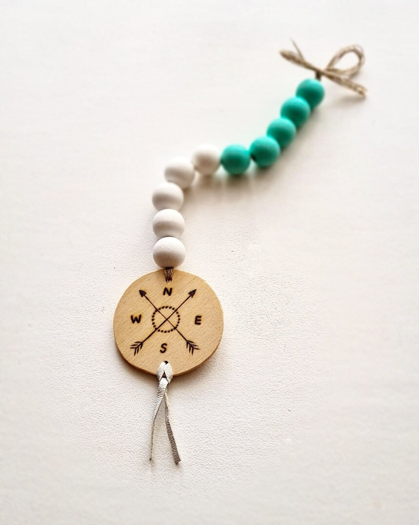 Car accessories rear window hanger natural wood bead garland Etsy