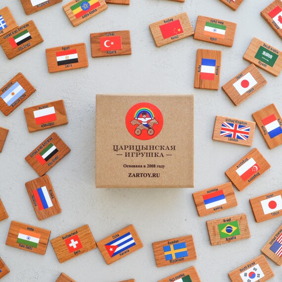 Waldorf Country Flag Match Game / Childrens National Flag Matching Cards / Educational Board Memory Games / Kids Board Country Flag Gift