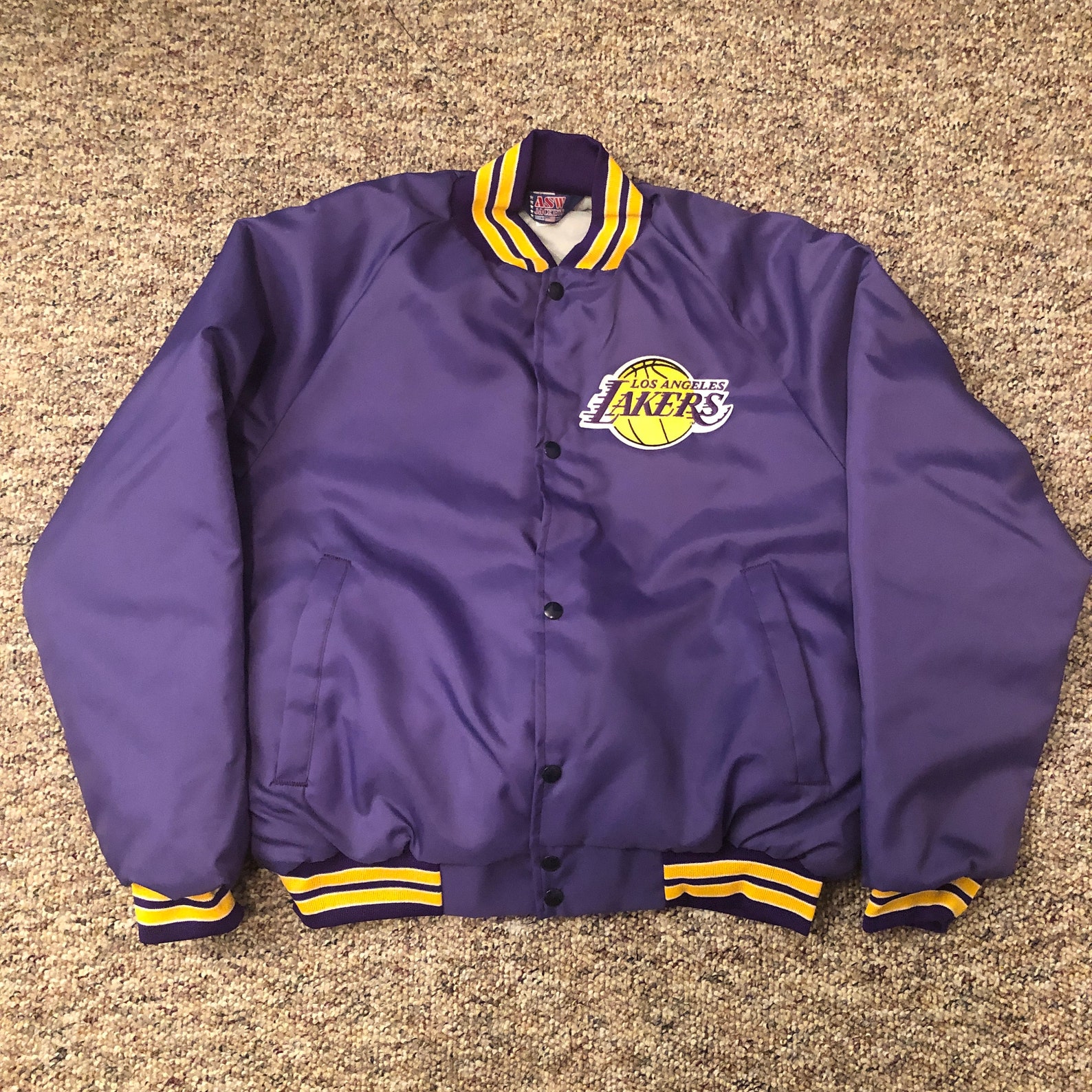 Los Angeles Lakers Vintage Purple And Gold Satin Jacket Etsy