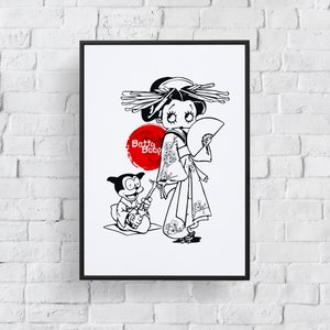 Betty Boop in Japan / Betty Boop Illustration / Vintage Poster / Digital Download Art / Cartoon / Wall Decor