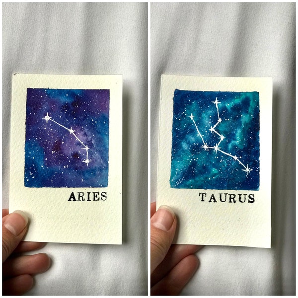 Zodiac sign watercolor Polaroid