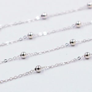 3mm Sterling Silver Satellite Chains, Cable Satellite Chain, Ball Beaded Satellite Chain, Necklace Chain, Anklet Chain, Chain Wholesale