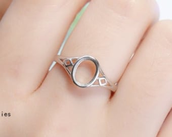Sterling zilveren ring blanks, 6x8mm ovaal, 925 zilveren ring blanks, verstelbare ring, geopende ring bezel instellingen