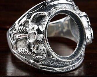 Sterling Silver Ring Blanks, 12x14mm Oval, Man Ring, 925
