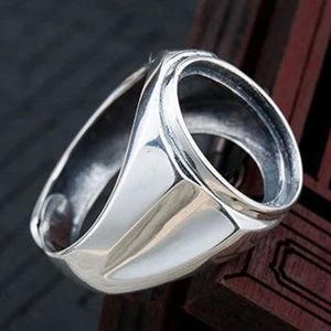 Silver Ring Blanks, 13x18mm Oval, Large Ring, 925 Silver Large Rings Setting, Antique Silver, Adjustable Ring Blank, Ring Bezel KTJ329