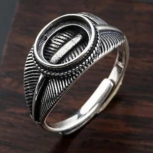 925 Sterling Silver Ring Blanks, 8x10mm Oval Adjustable Ring Blank KTJ464