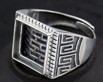 Square Sterling Silver Ring Blanks, 13x13mm, Men Ring, 925